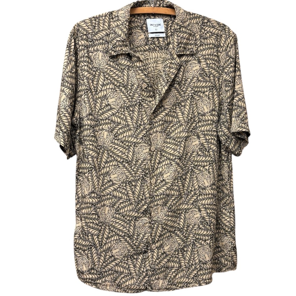 Only & Sons Button Down Leaf Pattern With Tigers,… - image 2
